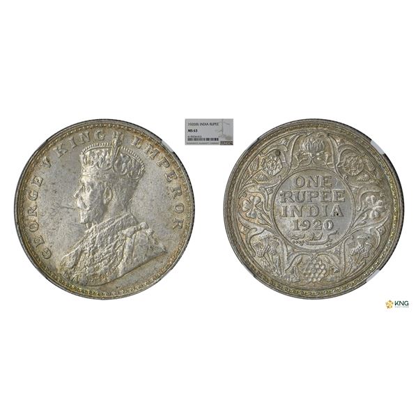 George V, Silver Rupee, 1920 (B), NGC MS63