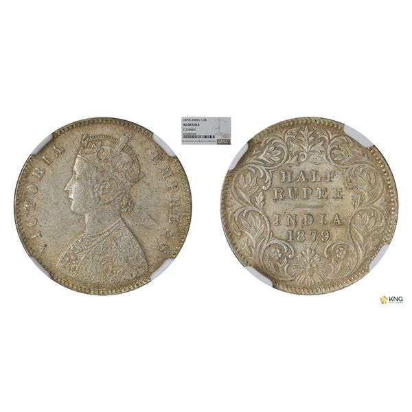 Victoria Empress, 1/2Rupee, 1879C, NGC Au details, Rare