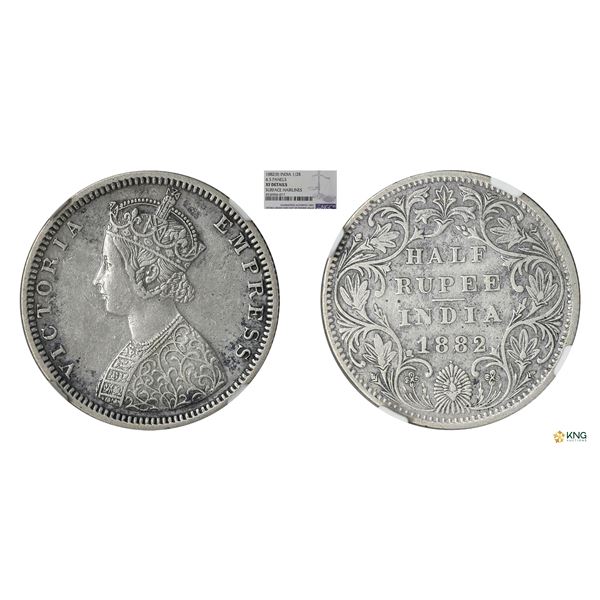 Victoria Empress, 1/2Rupee, 1882(B), NGC XF details