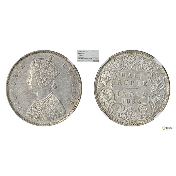 Victoria Empress, 1/2Rupee, 1894B, NGC AU Details