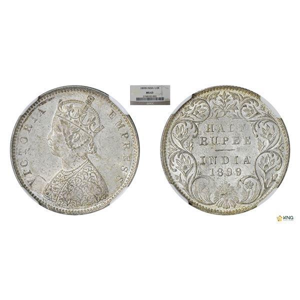 Victoria Empress, 1/2Rupee, 1899B, NGC MS 63