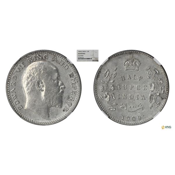 Edward VII, 1909(C), 1/2 Rupees, NGC AU Details