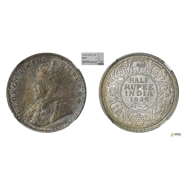 George V, 1925C, 1/2Rupees, NGC MS63, beautifully toned