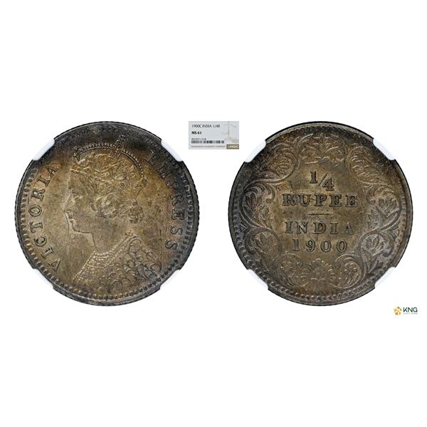 Victoria Empress, 1/4Rupee, 1900(C), NGC MS 61