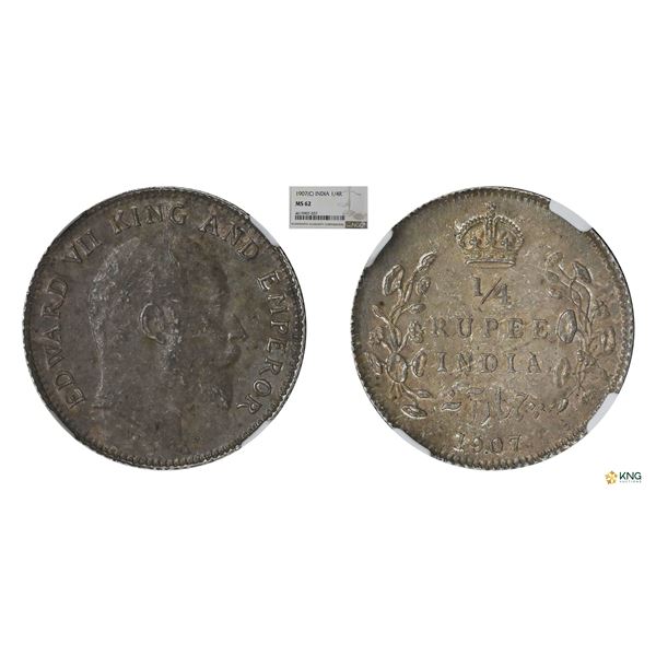 Edward VII, 1907(C), 1/4 Rupees , MS62