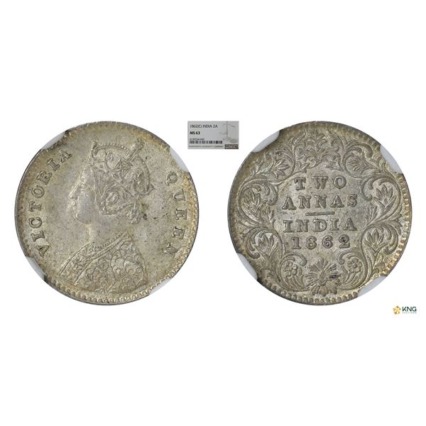 Victoria Queen, 1862(C), 2Annas, NGC MS 63