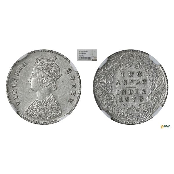 Victoria Queen, 1875(C), 2Annas, NGC UNC Details