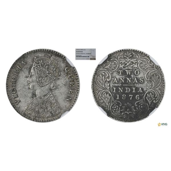 Victoria Queen, 1876(C), 2Annas, AU Details, Extremely Rare
