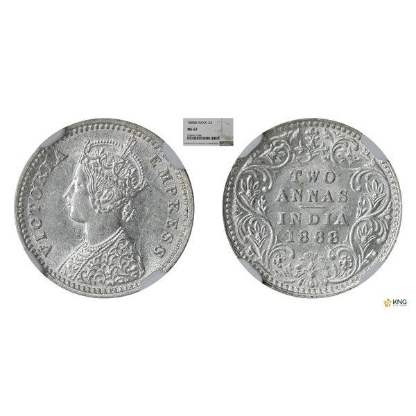 Victoria Empress, 2 Annas, 1888B (i), NGC MS 62