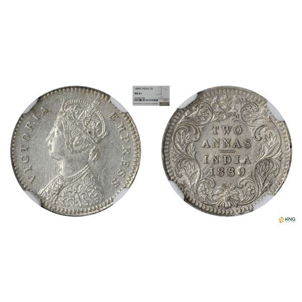 Victoria Empress, 2 Annas, 1889C, NGC MS 61