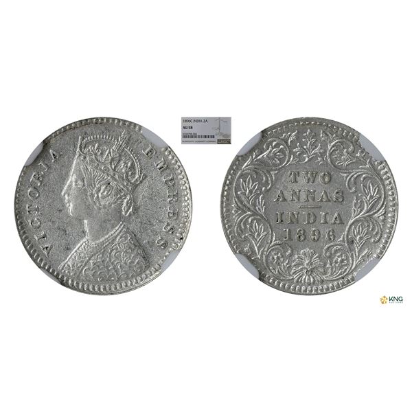 Victoria Empress, 2 Annas, 1896C, NGC AU58