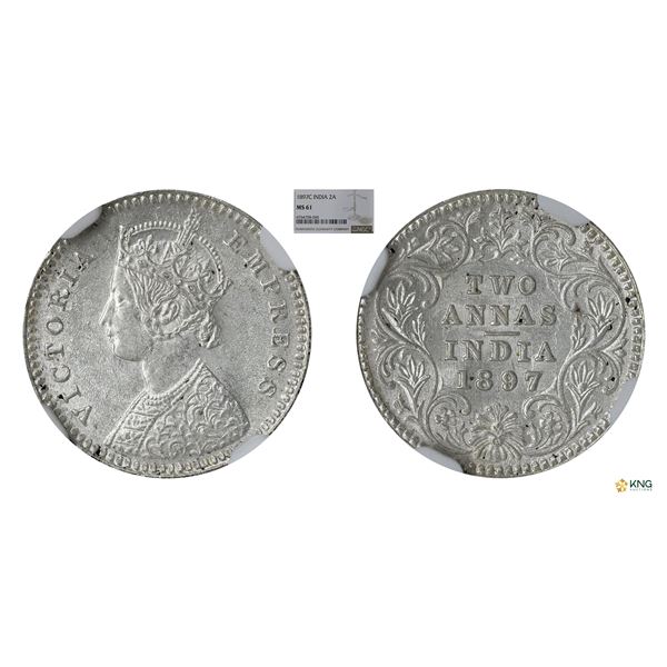 Victoria Empress, 2 Annas, 1897C, NGC MS61