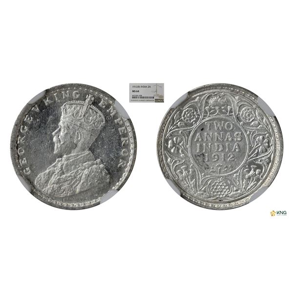 George V, 1912B, 2Annas, NGC MS64