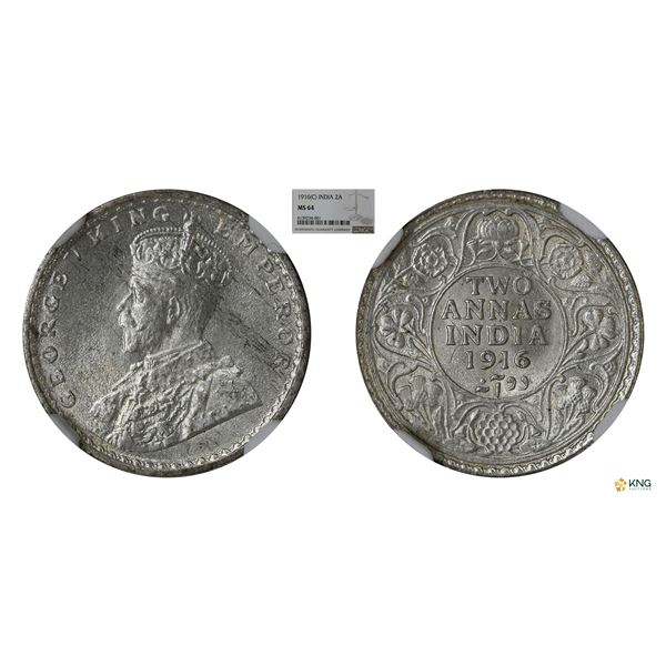 George V, 1916C, 2Annas, NGC MS64