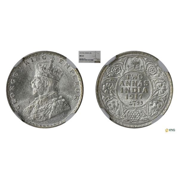 George V, 1917C, 2Annas, NGC MS63