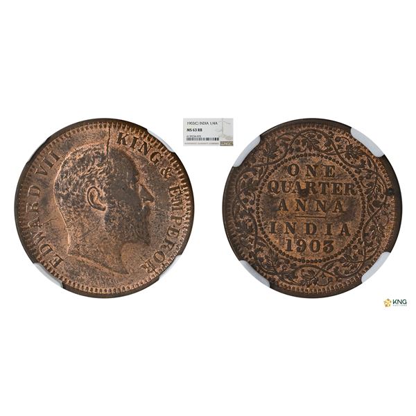 Edward VII, 1903(C), 1/4Anna, NGC MS 63RB