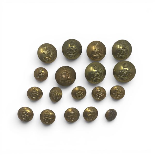 Assorted Royal Canadian Artillery Buttons X 17
