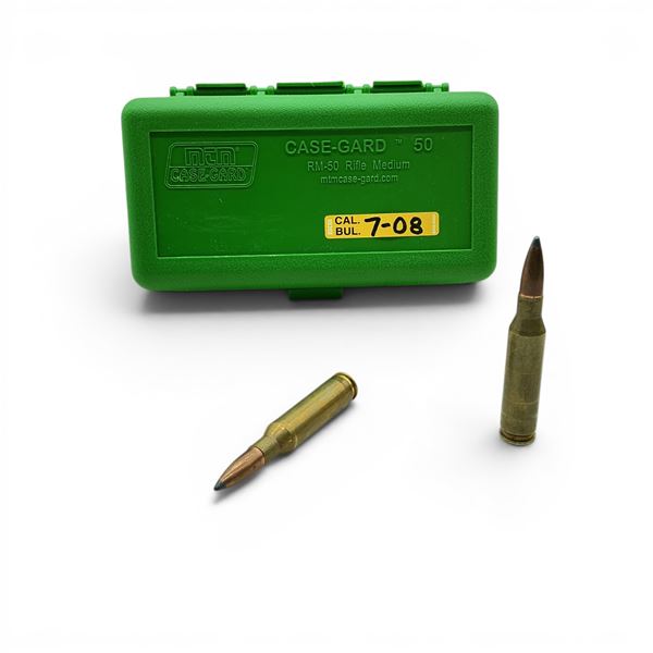 Reloaded 7mm-08 Ammunition, 48 Rounds in MTM Case-Guard RM-50