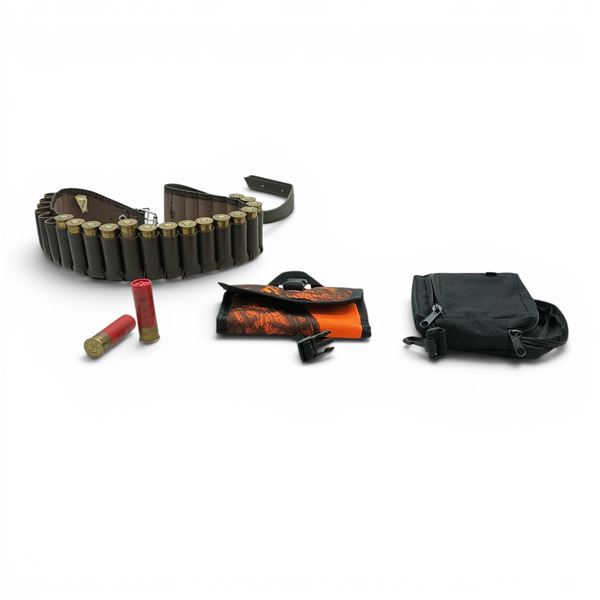 12 Ga Steel Shot 3" 1 1/4 oz #2 Ammunition 16 Rounds with 12 Ga Ammo Belt and 2 Ammo Wallets