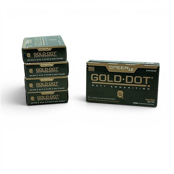 Speer Gold Dot 223 Rem, 62 Grain HDSP Ammunition, 100 Rounds