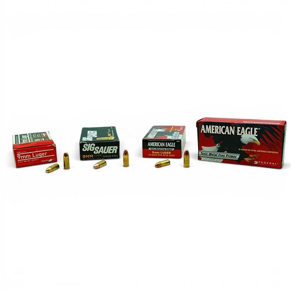 Assorted 9mm 124 Grain FMJ Ammunition 195 Rounds