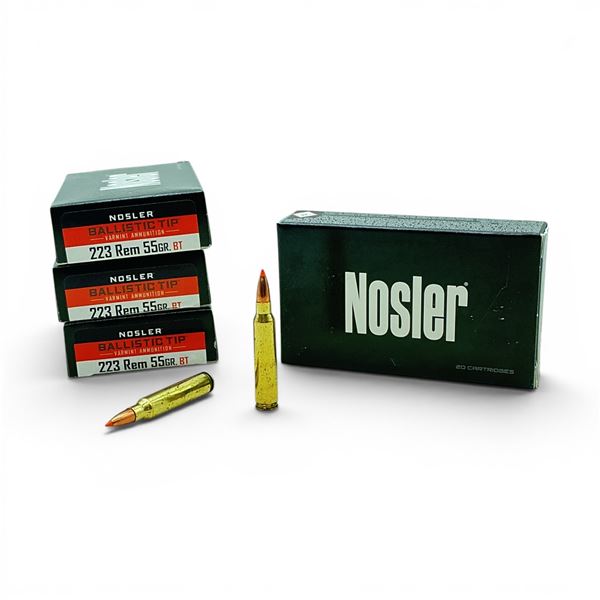 Nosler Ballistic Tip 223 Rem 55 Grain BT Ammunition 75 Rounds