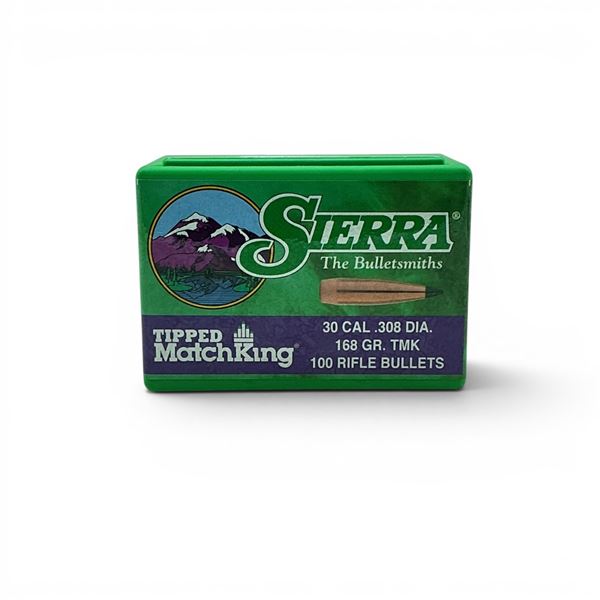 Sierra Tipped Matchking 30 cal (.308"), 168 Grain TMK Projectiles, 100 Qty