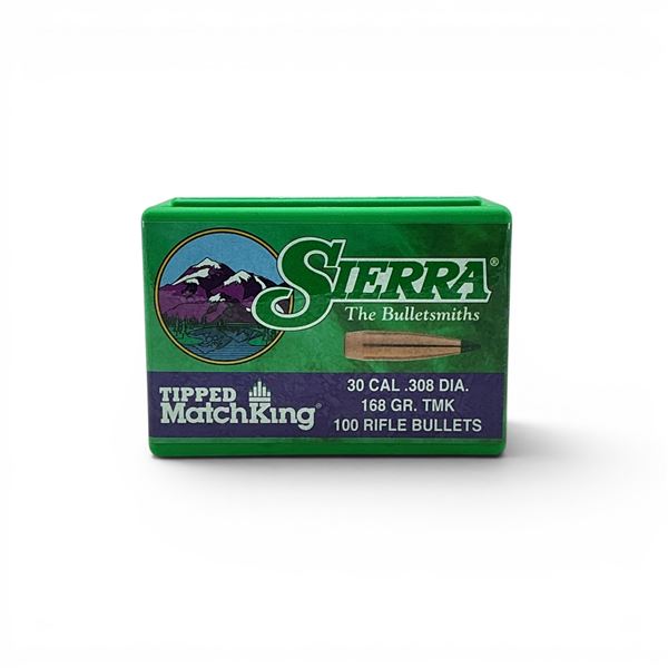 Sierra Tipped Matchking 30 cal (.308"), 168 Grain TMK Projectiles, 100 Qty