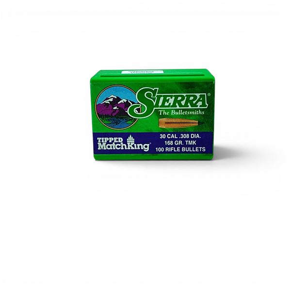 Sierra Tipped Matchking 30 cal (.308"), 168 Grain TMK Projectiles, 100 Qty