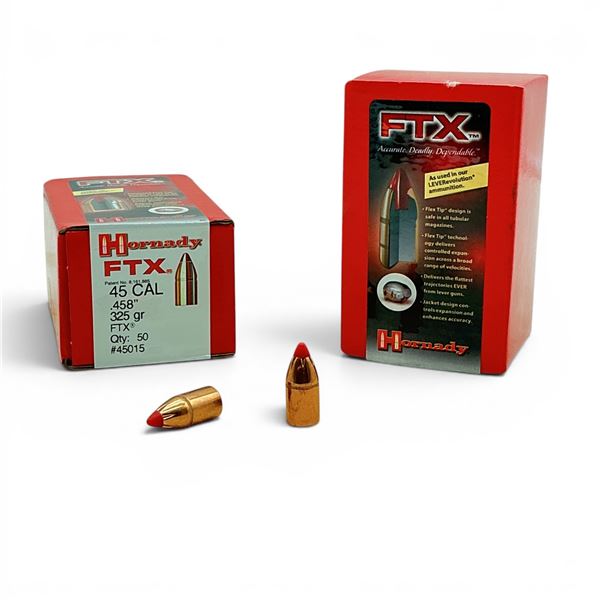 Hornady 45 Cal (.458"), 325 Grain FTX Projectiles, 70 Qty