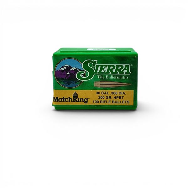 Sierra Matchking 30 Cal (.308") 200 Grain HPBT Projectiles, Approximately 100 Qty