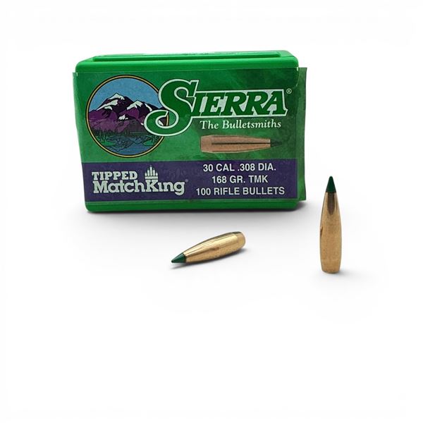 Sierra Tipped Matchking 30 cal (.308"), 168 Grain TMK Projectiles, Approximately 100 Qty