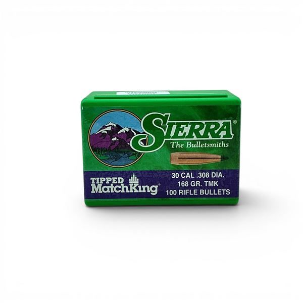 Sierra Tipped Matchking 30 Cal (.308"), 168 Grain TMK Projectiles, 100 QTY