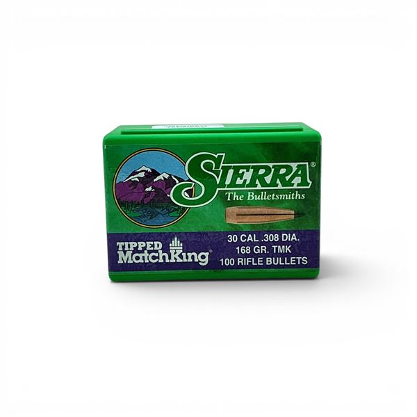 Sierra Tipped Matchking 30 Cal (.308"), 168 Grain TMK Projectiles, 100 QTY