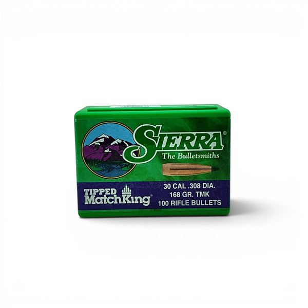Sierra Tipped Matchking 30 Cal (.308"), 168 Grain TMK Projectiles, 100 QTY
