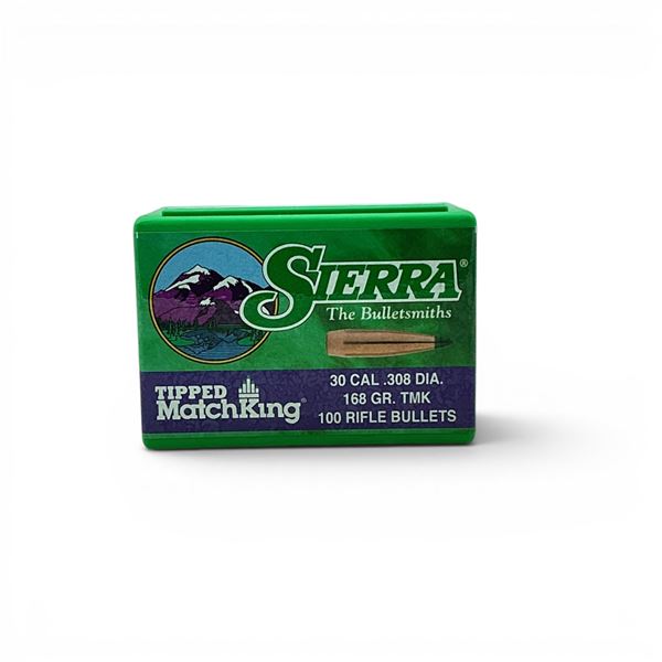 Sierra Tipped Matchking 30 Cal (.308"), 168 Grain TMK Projectiles, 100 QTY