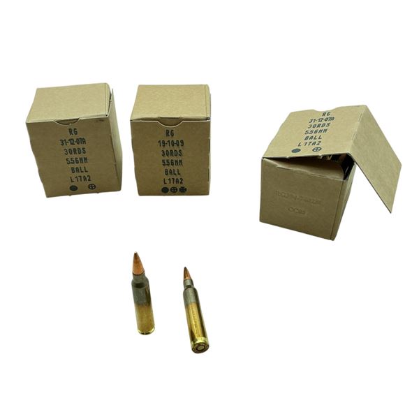 British Made 5.56 mm, FMJ Ball Ammunition, 90 Rounds