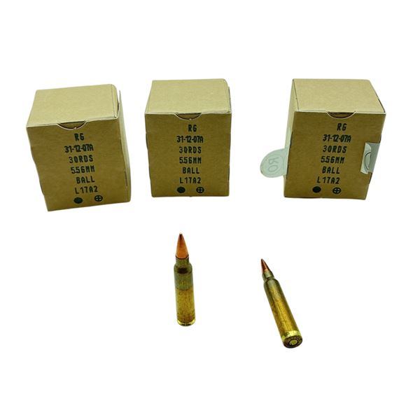 British Made 5.56 mmm, FMJ Ball Ammunition, 90 Rounds