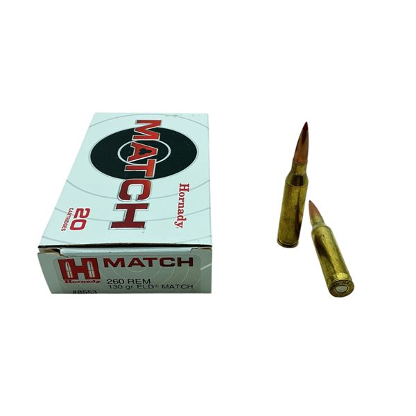 Hornady Match, 260 Rem 130 Grain, ELD Match Ammunition, 20 Rounds