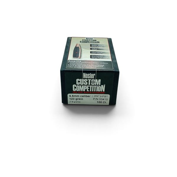 Nosler Custom Competition 6.5mm (.264"), 123 Grain HPBT Projectiles, 100 Qty