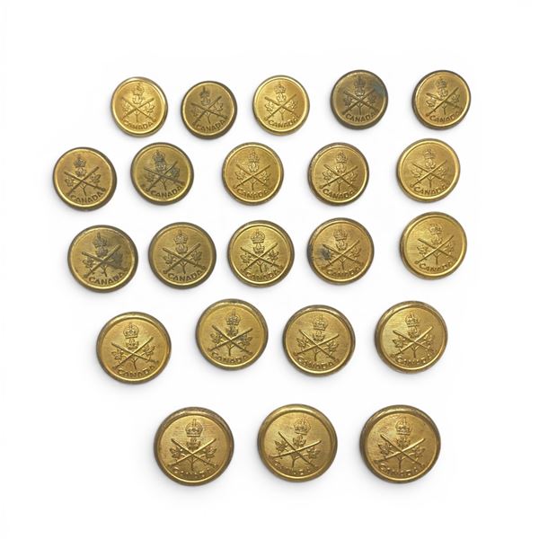 Canadian Army Large King's Crown Buttons X 22