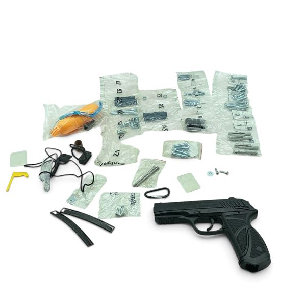 Gamo PT-85 .177 Cal Air Pellet Gun, Bag of Hardware, Few Accessories Like Stripper Clips and Call