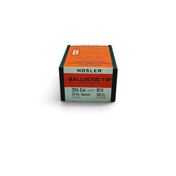 Nosler Ballistic Tip 204 Cal (.204") 32 Grain BTV Projectiles, 100 QTY