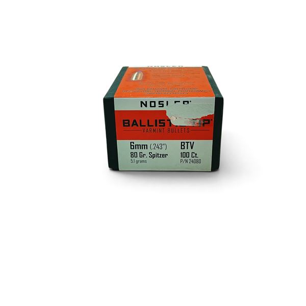 Nosler Ballistic Tip 6mm (.243") 80 Grain Projectiles, 100 QTY
