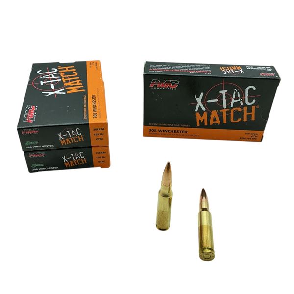 PMC X-Tac Match 308 Win, 168 Grain OTM Ammunition, 60 Rounds