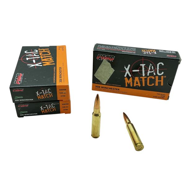 PMC X-Tax Match 308 Win, 168 Grain OTM Ammunition, 47 Rounds