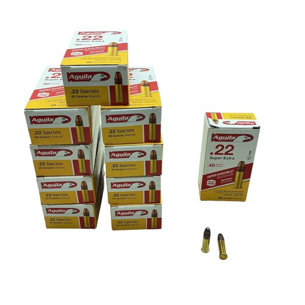 Aguila Super Extra 22 LR, 40 Grain Solid Point ammunition, 500 Rounds
