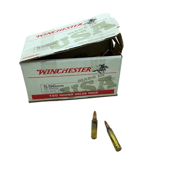 Winchester Target 5.56mm, 55 Grain FMJ Ammunition, Approximately 75 Rounds