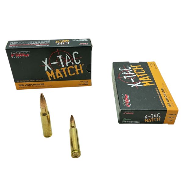 PMC X-Tac Match 308 Win 168 Grain OTM Ammunition, 40 Rounds