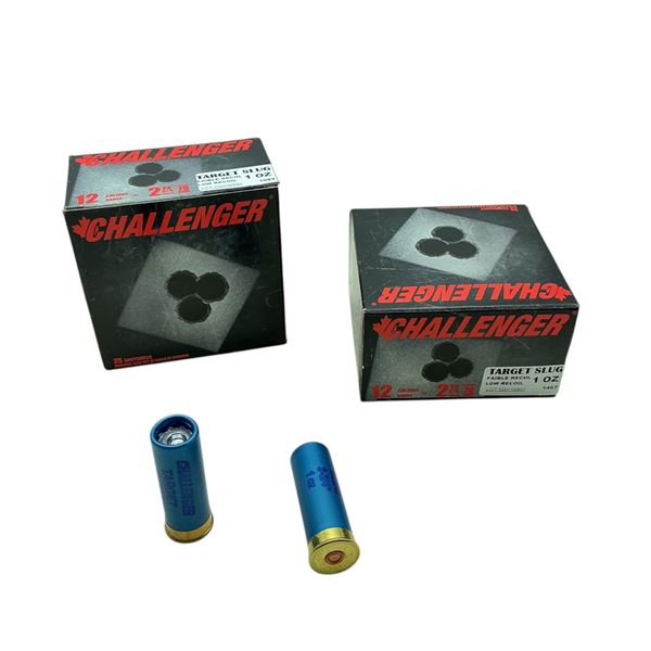 Challenger Target 12 Ga, 2-3/4,1 Oz Low Recoil Target Slugs, 50 Rounds